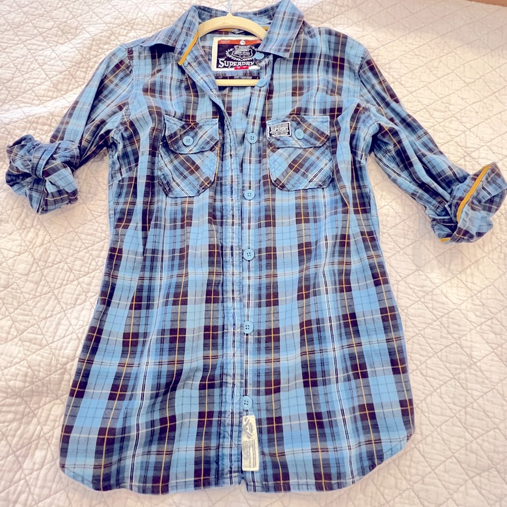 Medium Button down blue plaid great condition